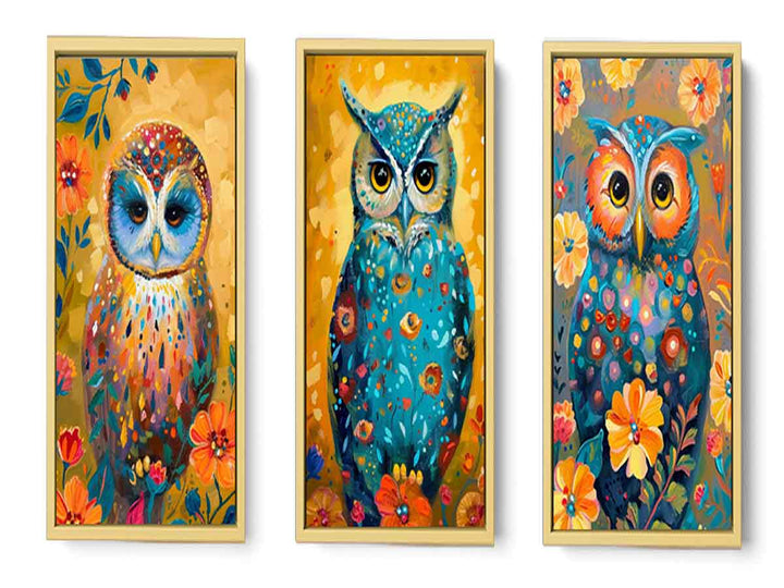 Owl  3 Piece  Art Set