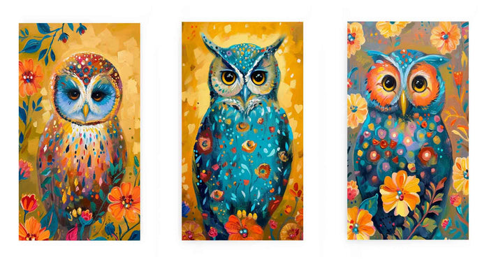 Owl  3 Piece  Art Set