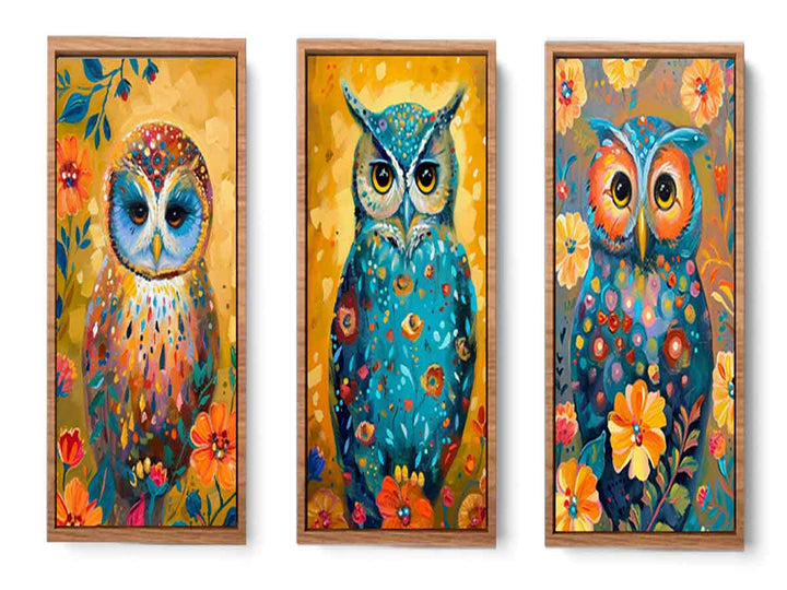 Owl  3 Piece  Art Set