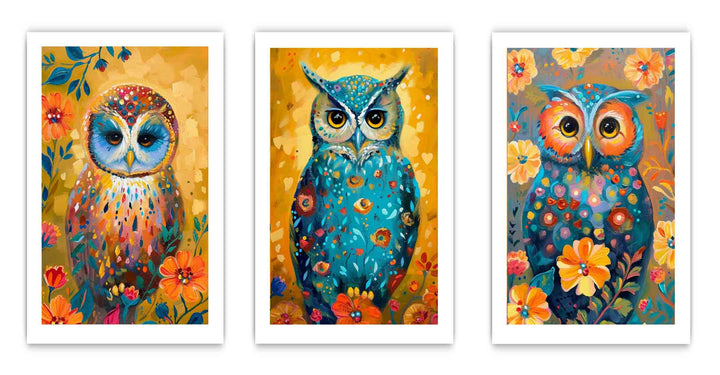 Owl  3 Piece  Art Set