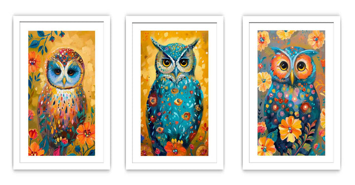 Owl  3 Piece  Art Set
