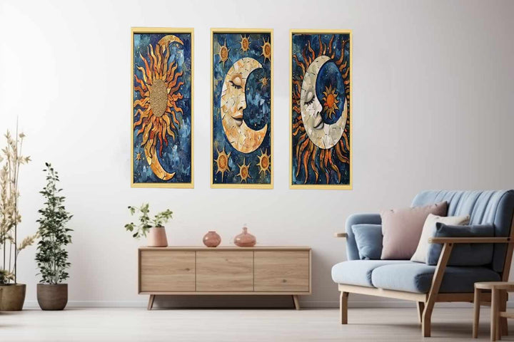 3 Piece Sun & moon Painting  Set