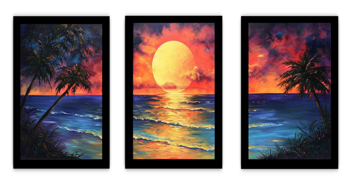 3 Panel  Sunset Wall Art Painting