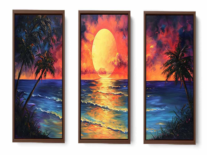 3 Panel  Sunset Wall Art Painting