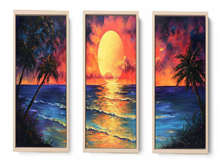 3 Panel  Sunset Wall Art Painting