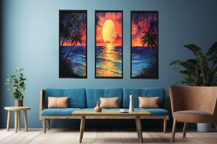 3 Panel  Sunset Wall Art Painting