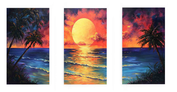 3 Panel  Sunset Wall Art Painting