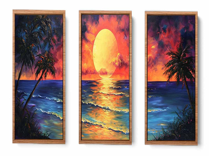 3 Panel  Sunset Wall Art Painting