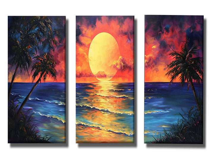 3 Panel  Sunset Wall Art Painting