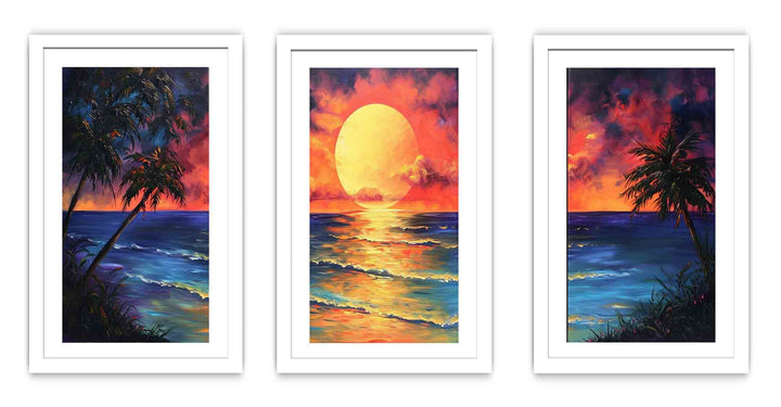 3 Panel  Sunset Wall Art Painting