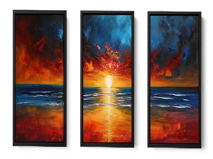 3 Panel Sunset Beach Art  Painting