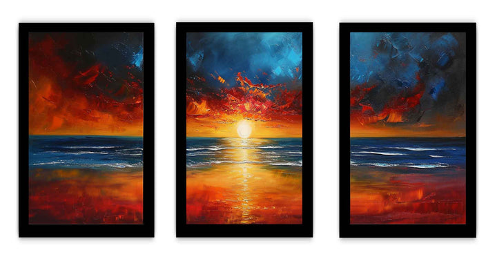 3 Panel Sunset Beach Art  Painting