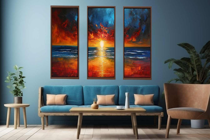 3 Panel Sunset Beach Art  Painting