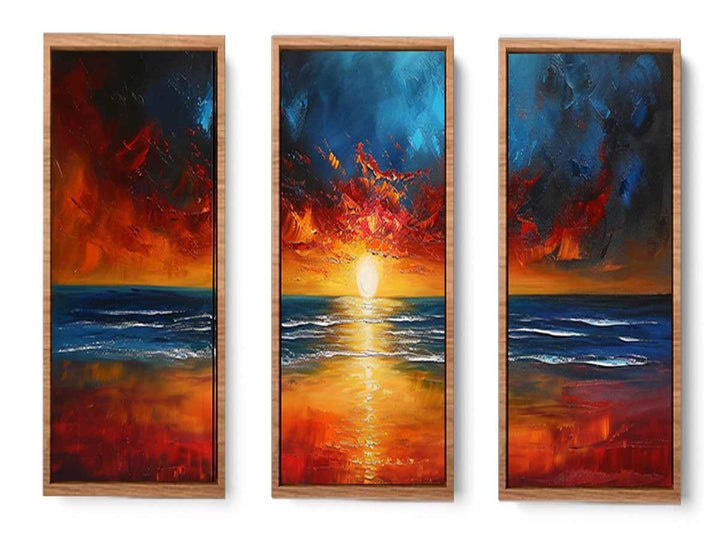 3 Panel Sunset Beach Art  Painting