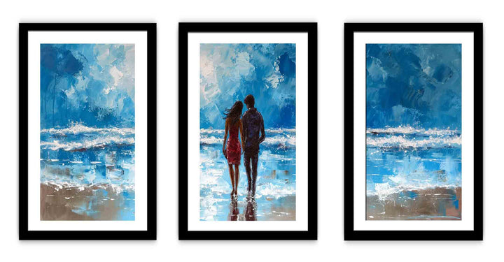 3 Piece Couple  Art  Beach Painting
