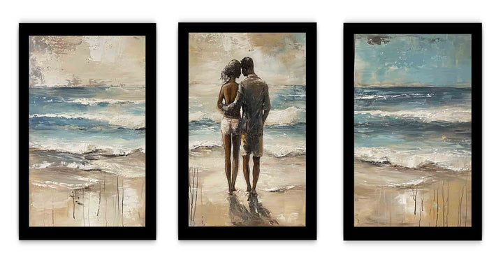 Couple Love Beach Painting Set of 3