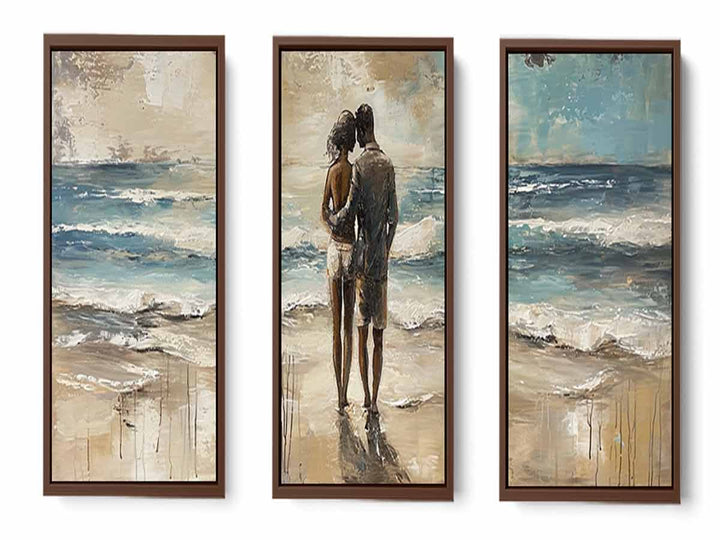 Couple Love Beach Painting Set of 3