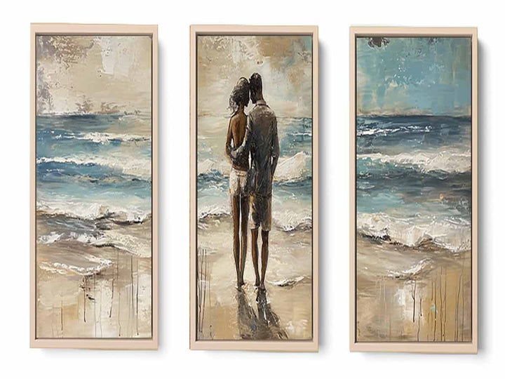 Couple Love Beach Painting Set of 3
