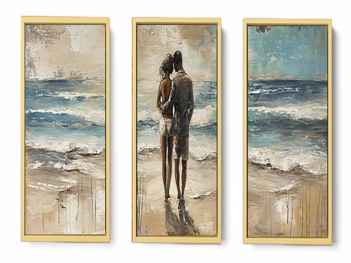 Couple Love Beach Painting Set of 3