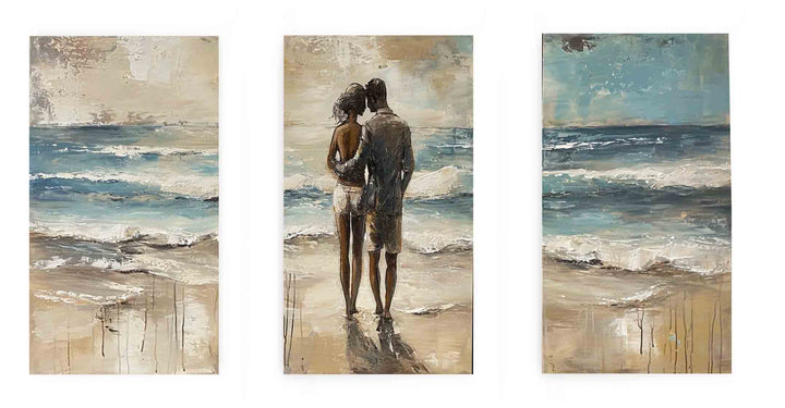 Couple Love Beach Painting Set of 3
