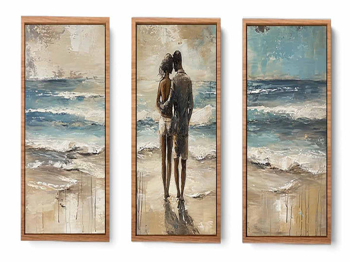 Couple Love Beach Painting Set of 3