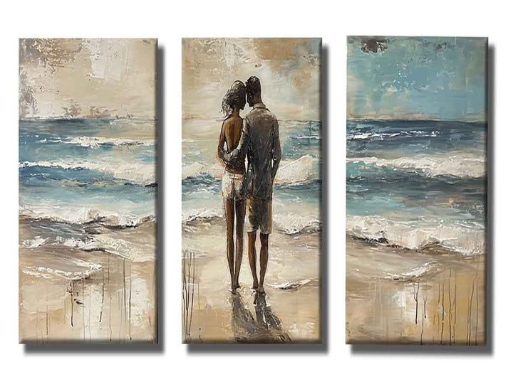 Couple Love Beach Painting Set of 3