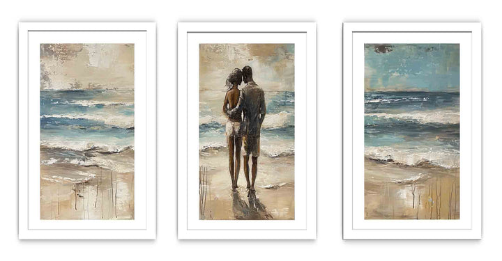 Couple Love Beach Painting Set of 3