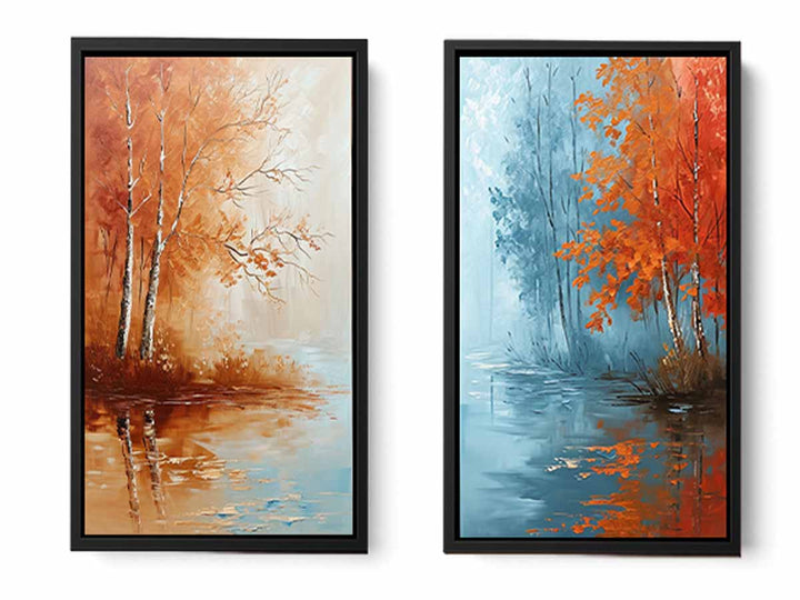 2 Panel Tree Wall Art Painting