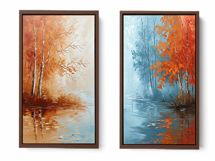 2 Panel Tree Wall Art Painting