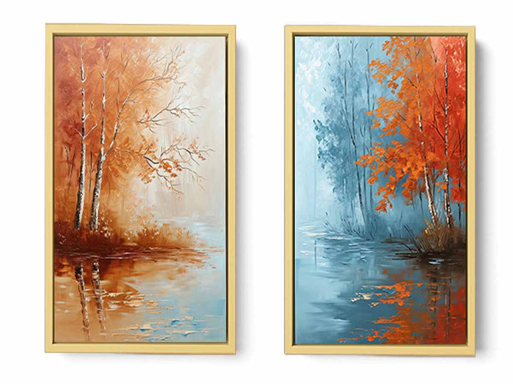 2 Panel Tree Wall Art Painting