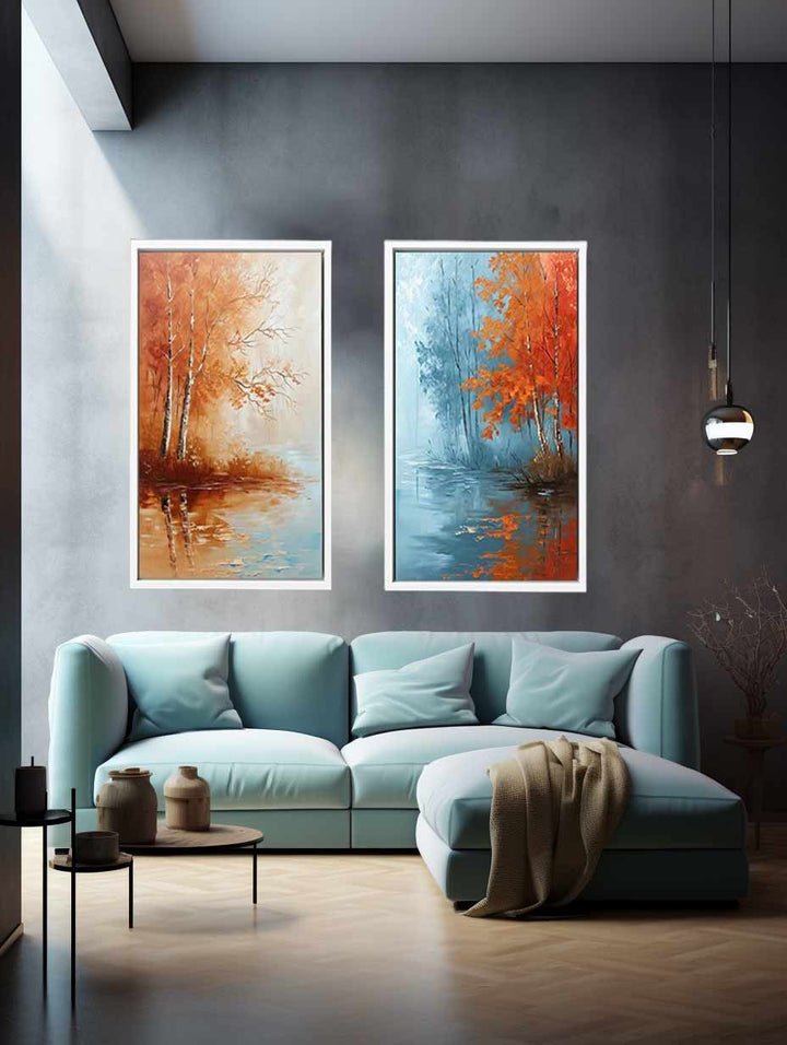 2 Panel Tree Wall Art Painting