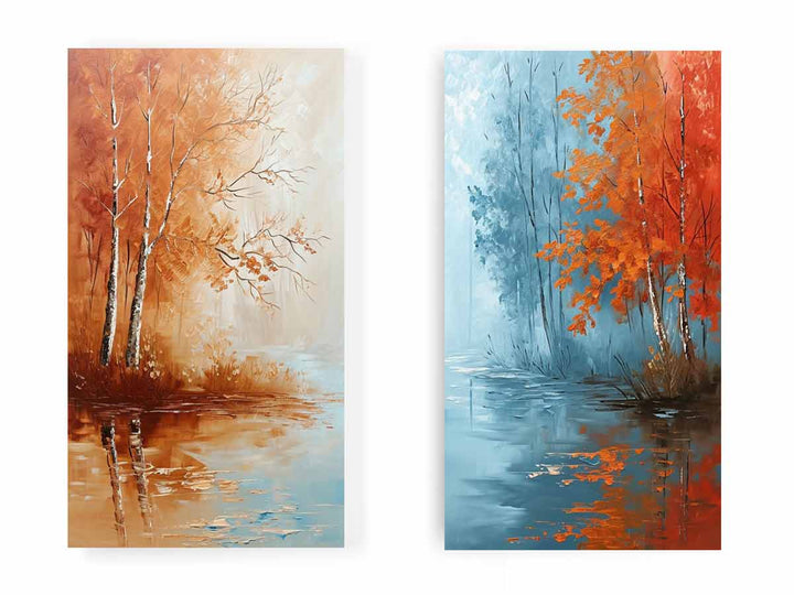 2 Panel Tree Wall Art Painting