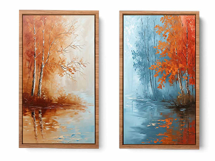 2 Panel Tree Wall Art Painting