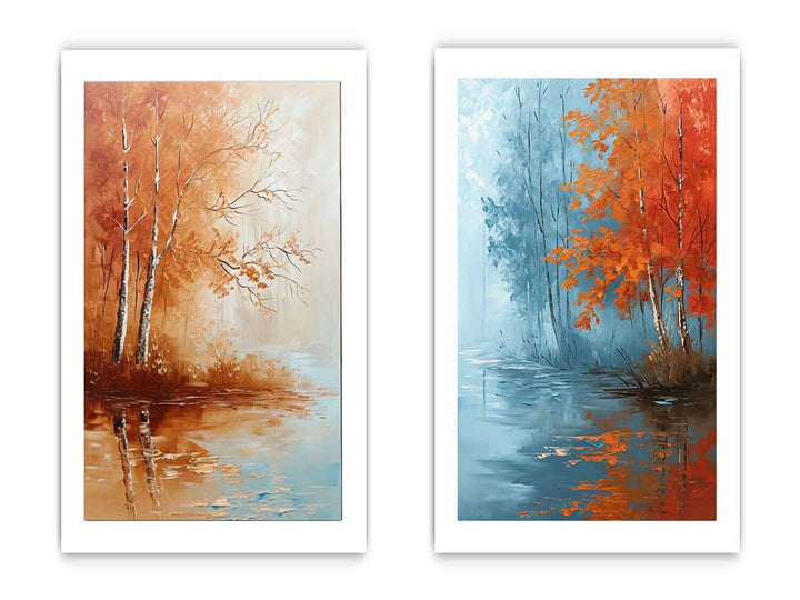 2 Panel Tree Wall Art Painting