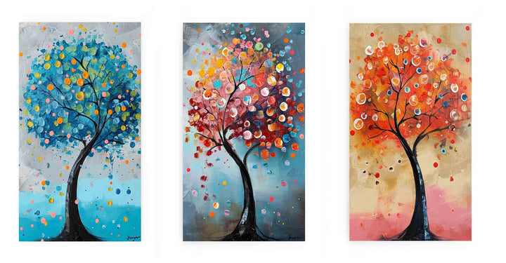 Tree Art Painting Set of 3