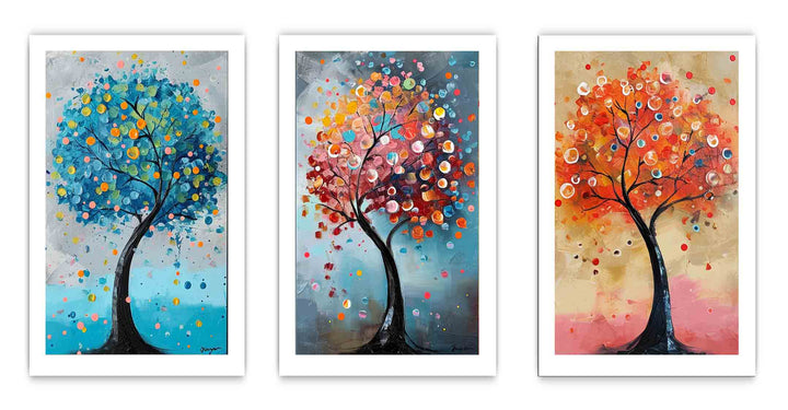 Tree Art Painting Set of 3
