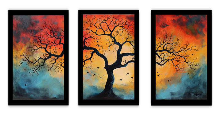 3 Piece Tree Wall Art Painting Set