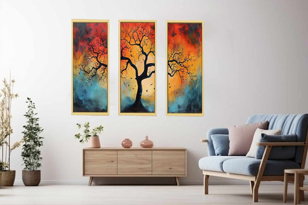 3 Piece Tree Wall Art Painting Set
