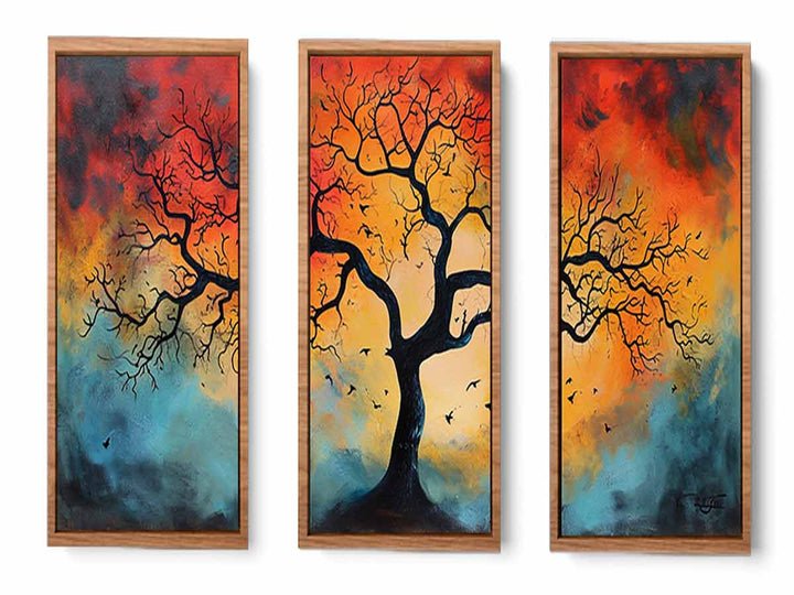 3 Piece Tree Wall Art Painting Set