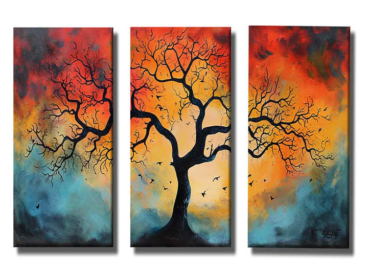3 Piece Tree Wall Art Painting Set