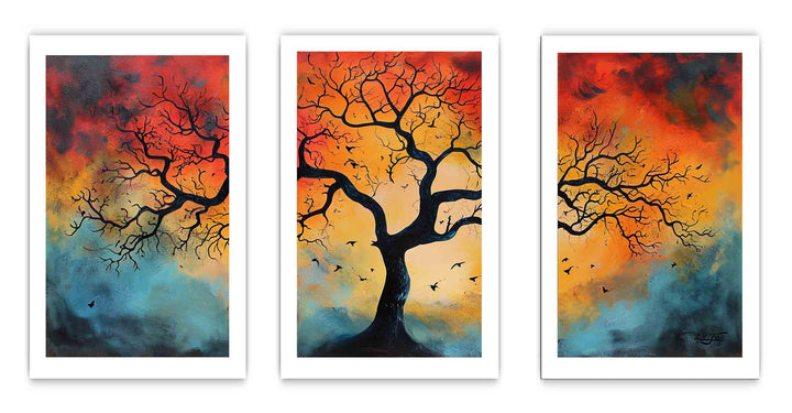3 Piece Tree Wall Art Painting Set