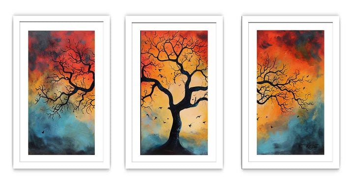 3 Piece Tree Wall Art Painting Set