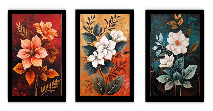 3 Panel Flower Painting Set