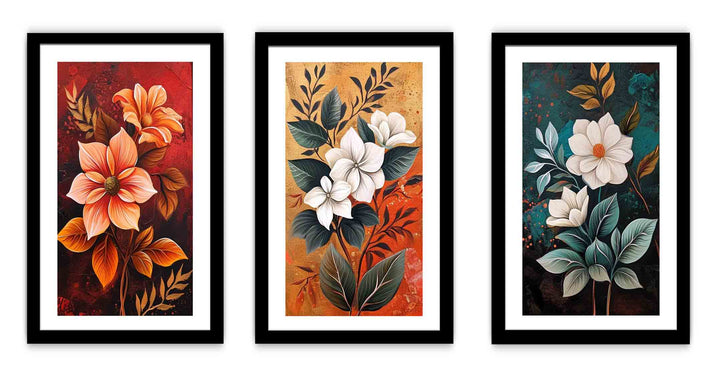 3 Panel Flower Painting Set