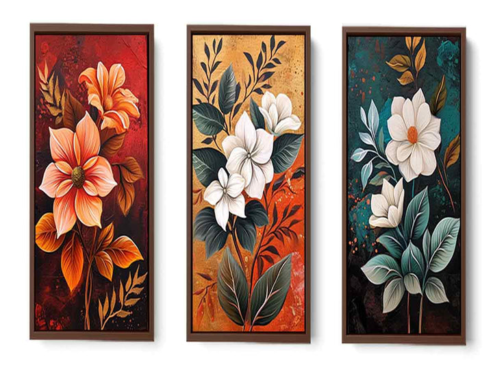 3 Panel Flower Painting Set