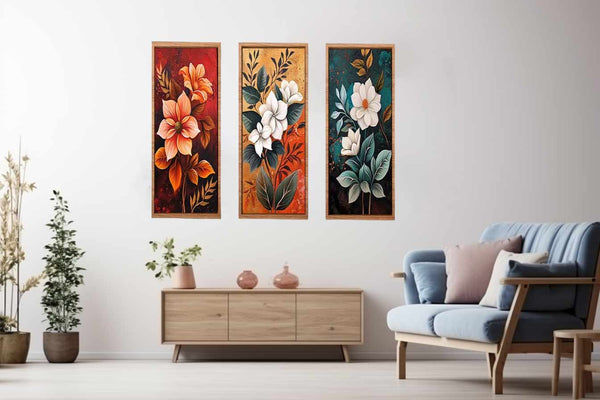 3 Panel Flower Painting Set