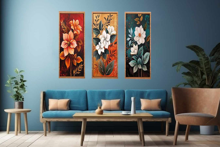 3 Panel Flower Painting Set