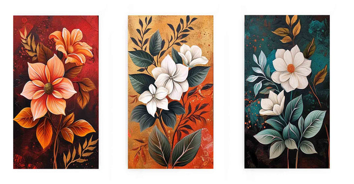 3 Panel Flower Painting Set
