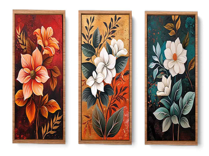 3 Panel Flower Painting Set