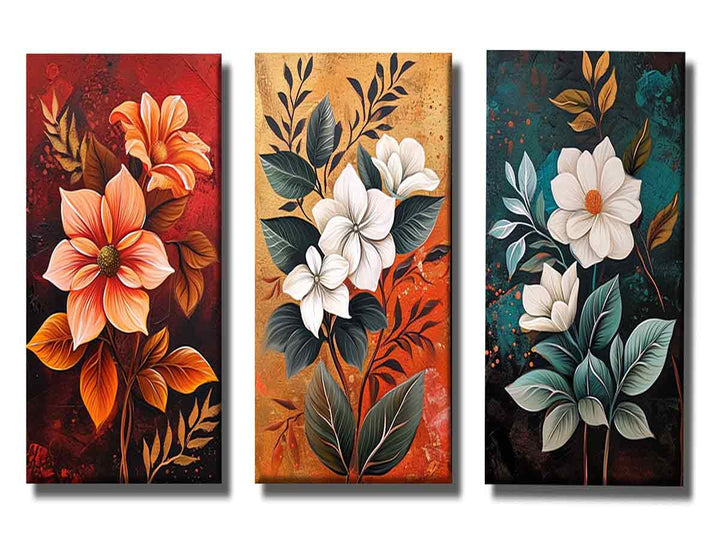 3 Panel Flower Painting Set